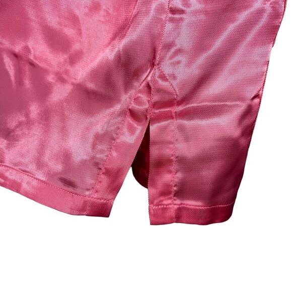 New Vintage Longevity Pink Satin Chinese Pajama Set Large Embroidered - Picture 9 of 16